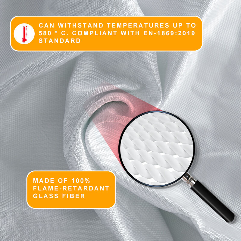 EN 1869 Fire Blanket 1x1m 100% Fiberglass Fire Emergency Blanket Heat Resistant Up To 500℃ For Kitchen Workshop Safety With Storage Bag