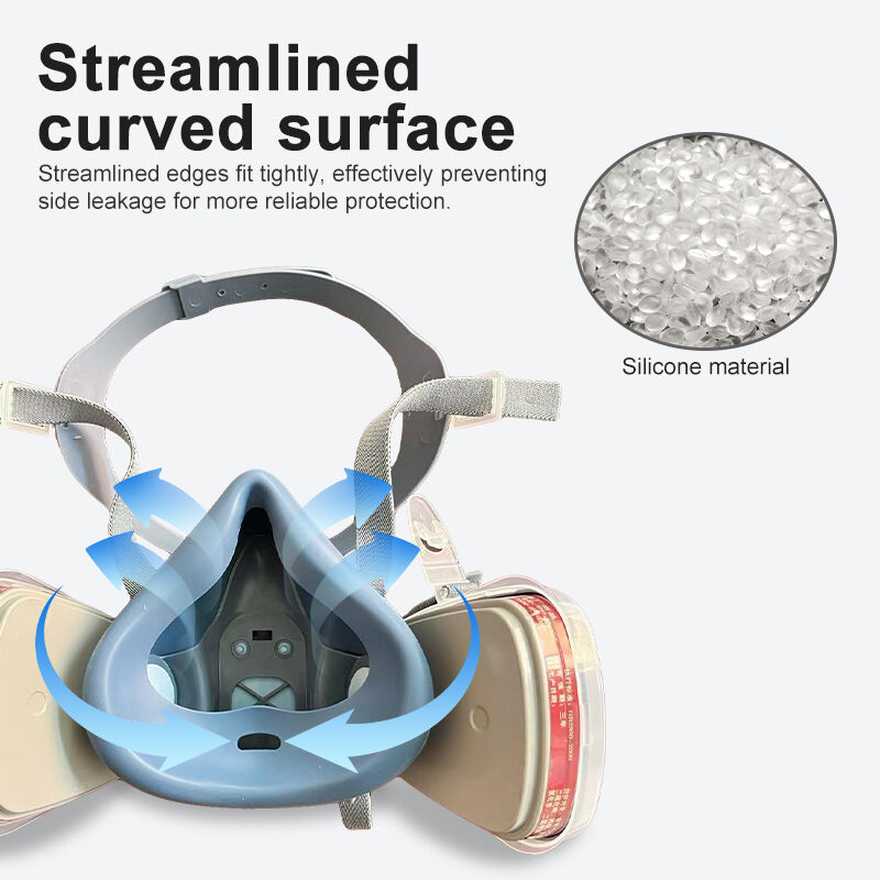 Silicone Dual Filter Half Mask, Lightweight 90g Reusable Respirator, Adjustable Safety Mask for Construction & Painting