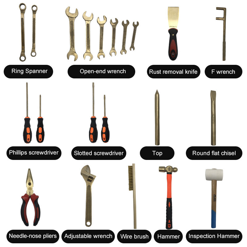21Pcs Aluminum Bronze Non-Sparking Explosion Proof Tool Kit for Oil, Gas, Petrochemical & Power Industry